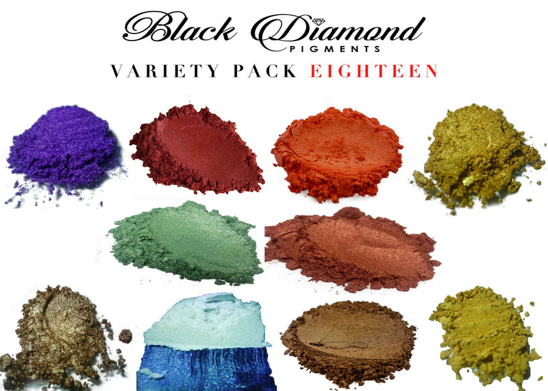 VARIETY PACK 18 (10 COLORS) powder pigment variety packs Black Diamond Pigments®