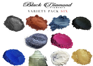 VARIETY PACK 6 (10 COLORS) powder pigment variety packs Black Diamond Pigments®