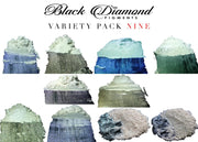 "MICA PIGMENT BOX 1" (7 VARIETY PACKS) 70-5g packs TOTAL including GHOST pigments (Epoxy,Slime,Resin,Soap) Black Diamond Pigments®