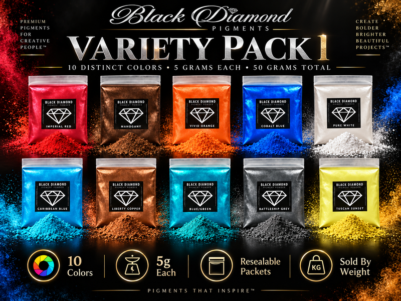 VARIETY PACK 1 (10 COLORS) powder pigment packs Black Diamond Pigments®