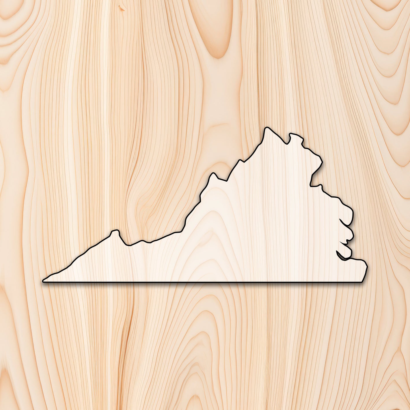 Virginia State  Acrylic Craft Cutout - Transparent laser-cut acrylic craft cutout designed as a router template, featuring precise shapes and durable construction for various crafting projects.
		
 