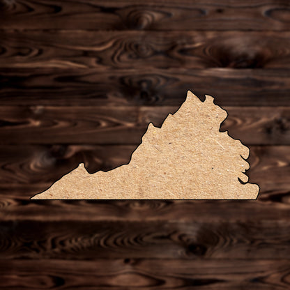 Virginia State MDF Craft Cutout , a Intricate laser-cut craft cutout made of MDF, featuring detailed designs and clean edges, perfect for home decor or DIY projects.

