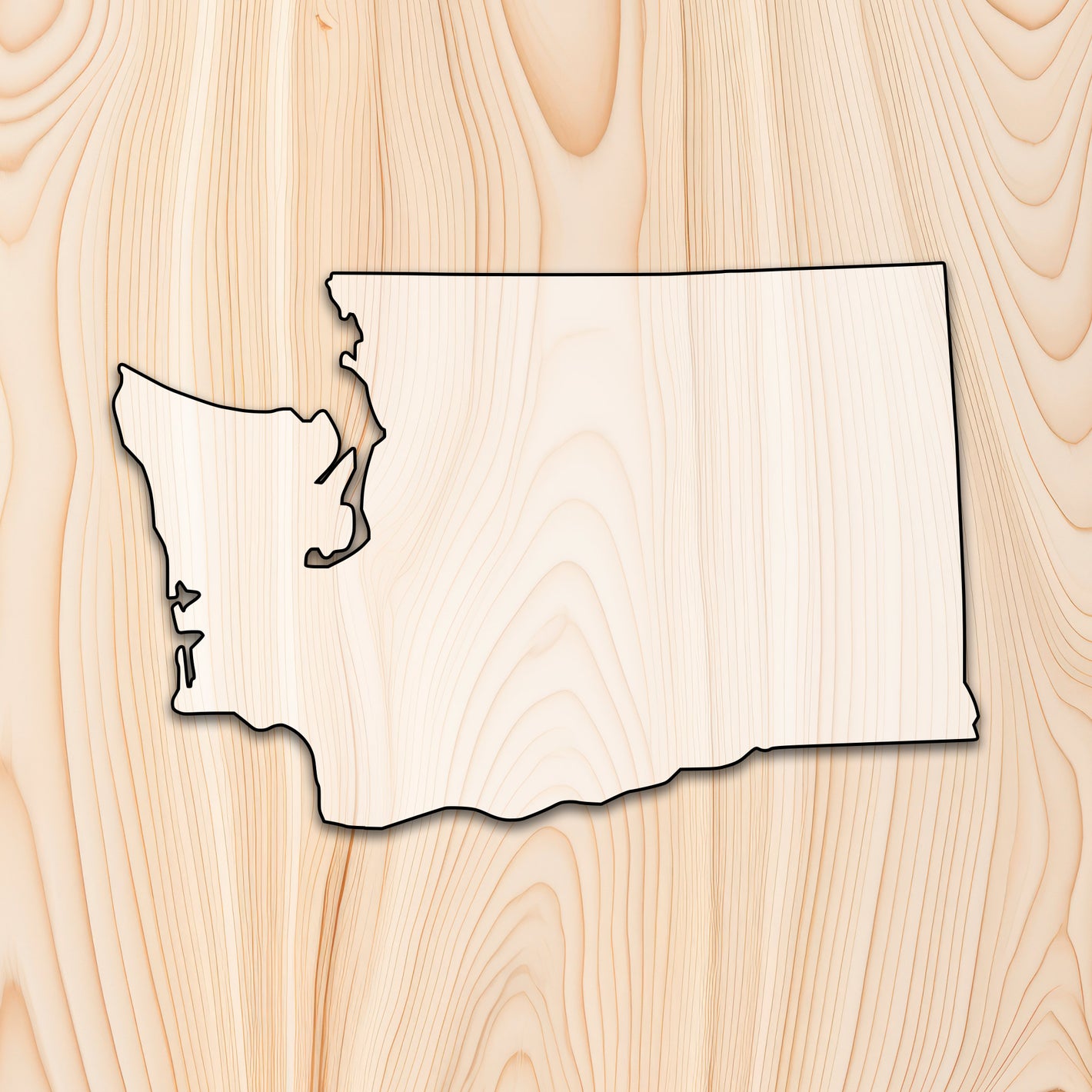 Washington State Acrylic Craft Cutout - Transparent laser-cut acrylic craft cutout designed as a router template, featuring precise shapes and durable construction for various crafting projects.
		
 