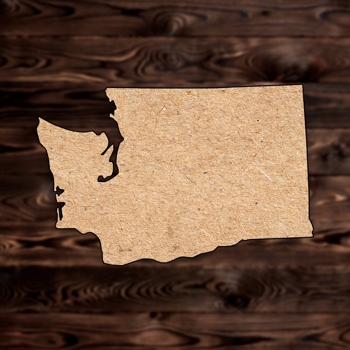 Washington State MDF Craft Cutout , a Intricate laser-cut craft cutout made of MDF, featuring detailed designs and clean edges, perfect for home decor or DIY projects.

