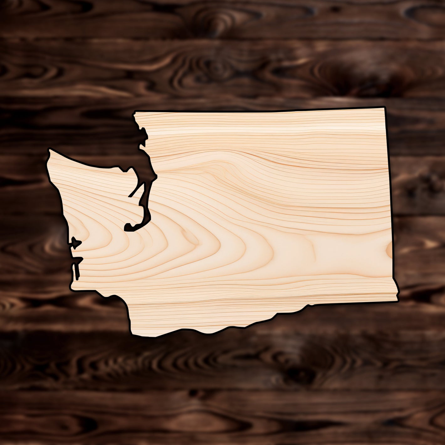 Washington State Plywood Craft Cutout , a Intricate laser-cut craft cutout made of high quality birch plywood, featuring detailed designs and clean edges, perfect for home decor or DIY projects.