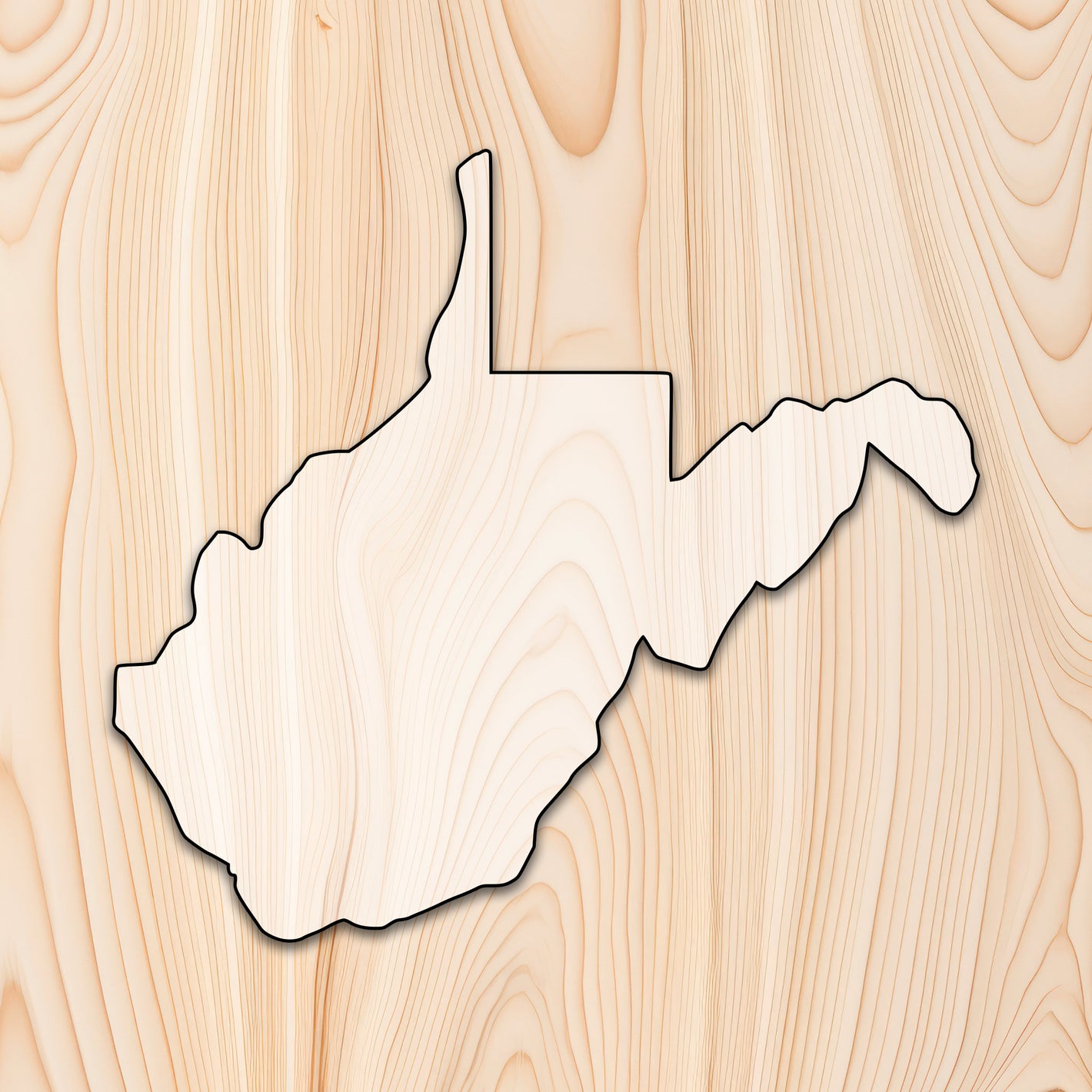 West Virginia State Wisconsin State Acrylic Craft Cutout - Transparent laser-cut acrylic craft cutout designed as a router template, featuring precise shapes and durable construction for various crafting projects.