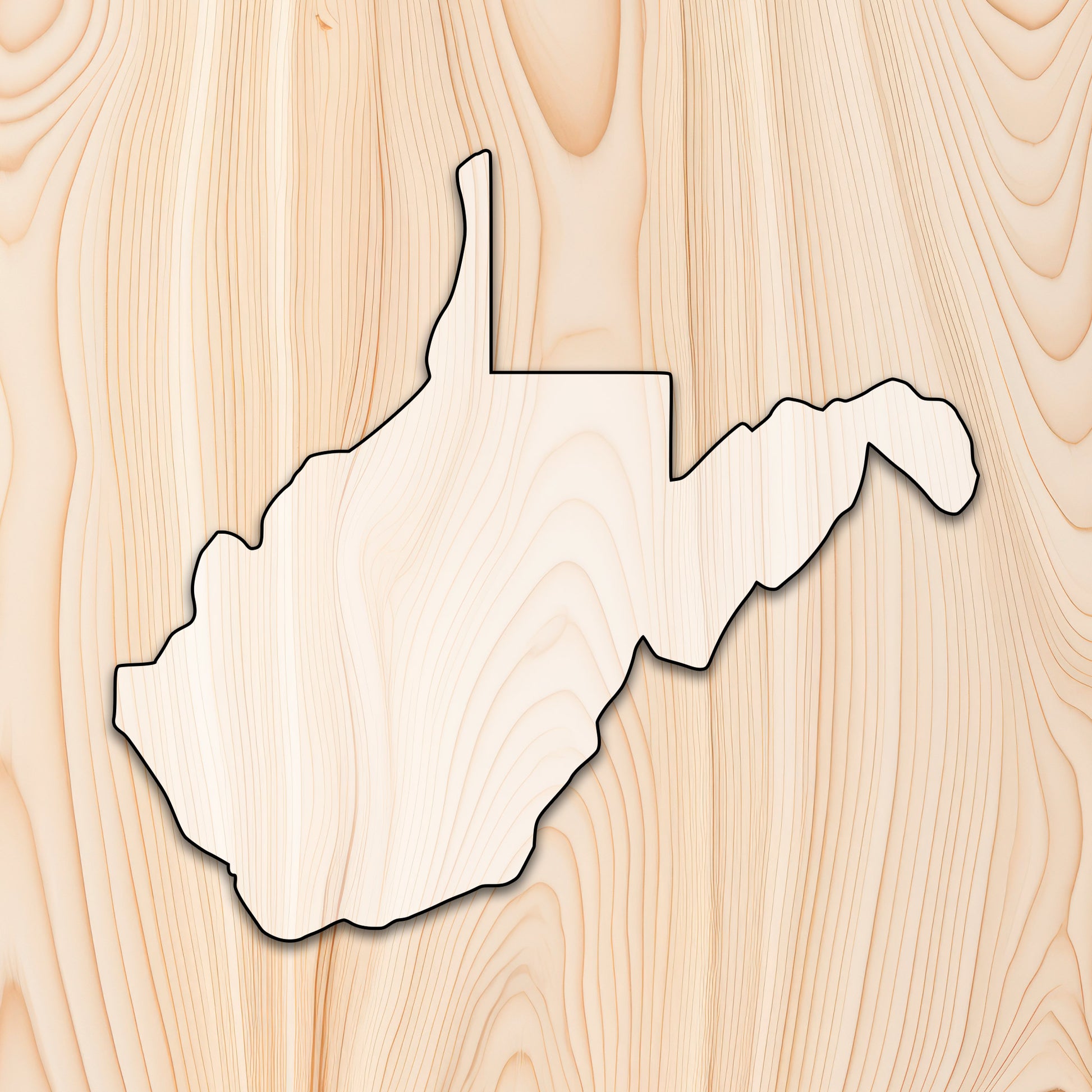 West Virginia State Wisconsin State Acrylic Craft Cutout - Transparent laser-cut acrylic craft cutout designed as a router template, featuring precise shapes and durable construction for various crafting projects.