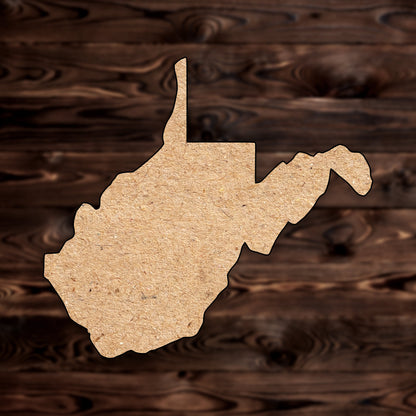 West Virginia State MDF Craft Cutout , a Intricate laser-cut craft cutout made of MDF, featuring detailed designs and clean edges, perfect for home decor or DIY projects.

