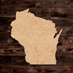 Wisconsin State MDF Craft Cutout , a Intricate laser-cut craft cutout made of MDF, featuring detailed designs and clean edges, perfect for home decor or DIY projects.