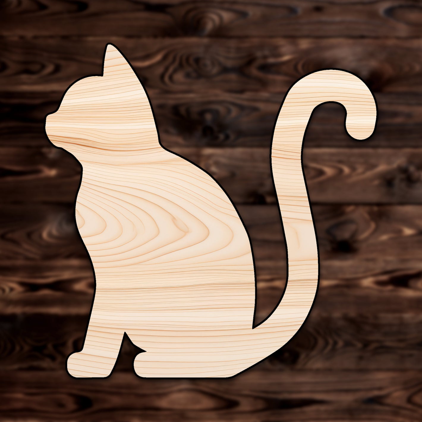 Cat Animal Plywood Craft Shape