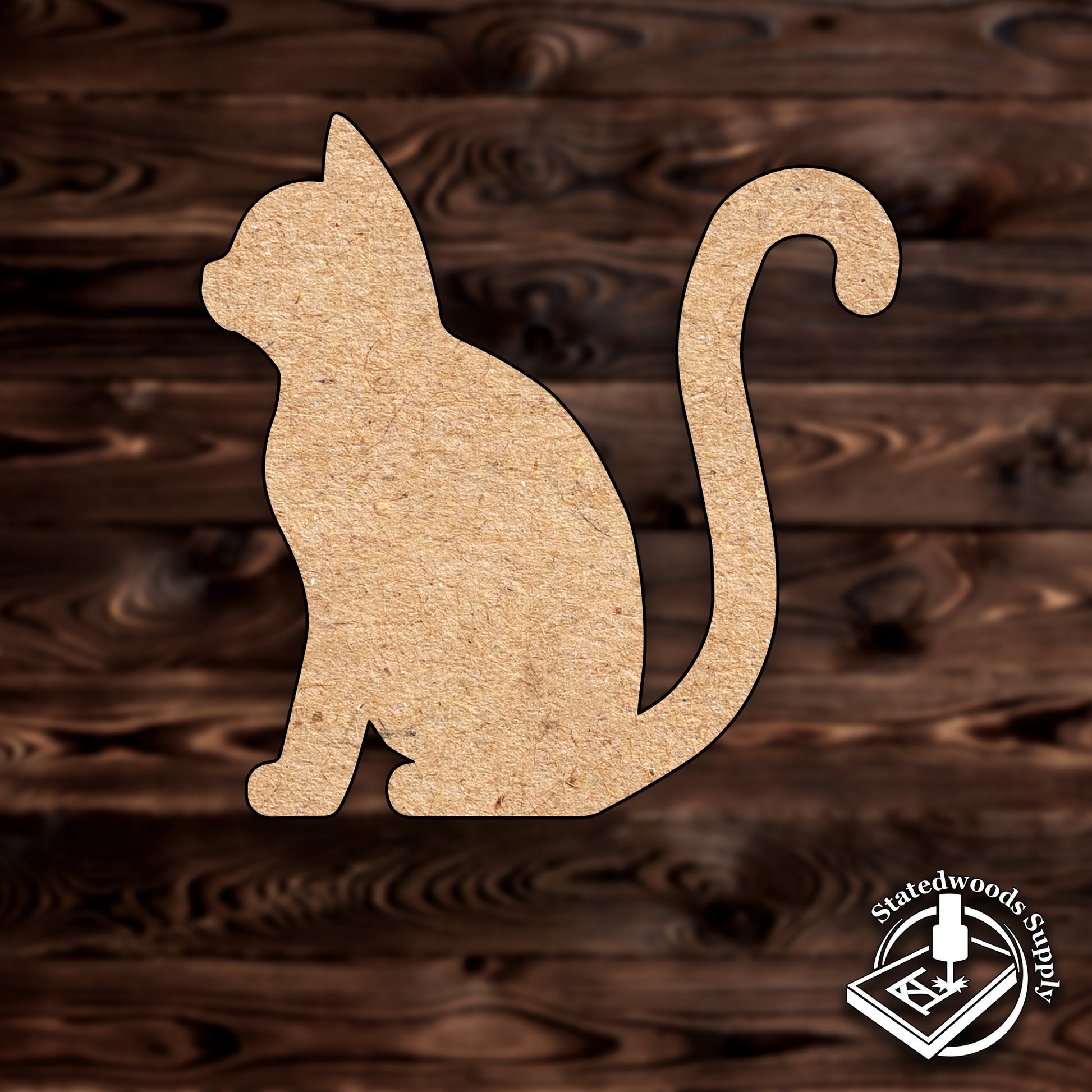 cat animal pet wood mdf cutout craft