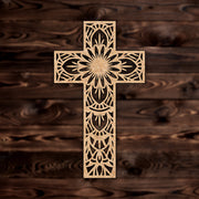 Floral Design Cross MDF Craft Cutout