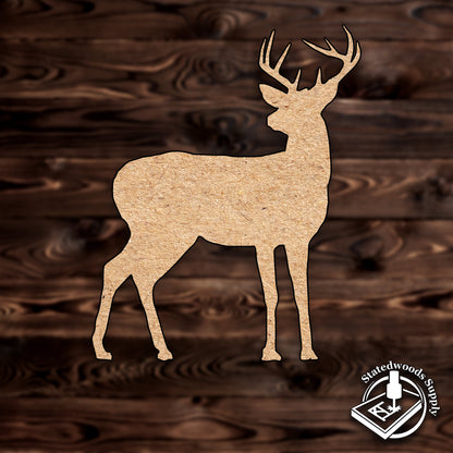 deer buck whitetail antlers animal wood plywood mdf cutout craft