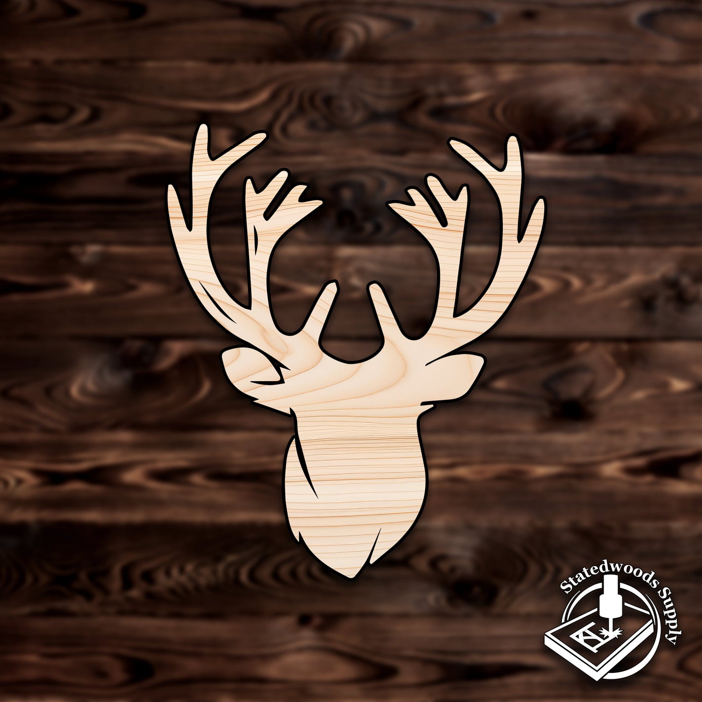 deer head antlers animal plywood craft cutout