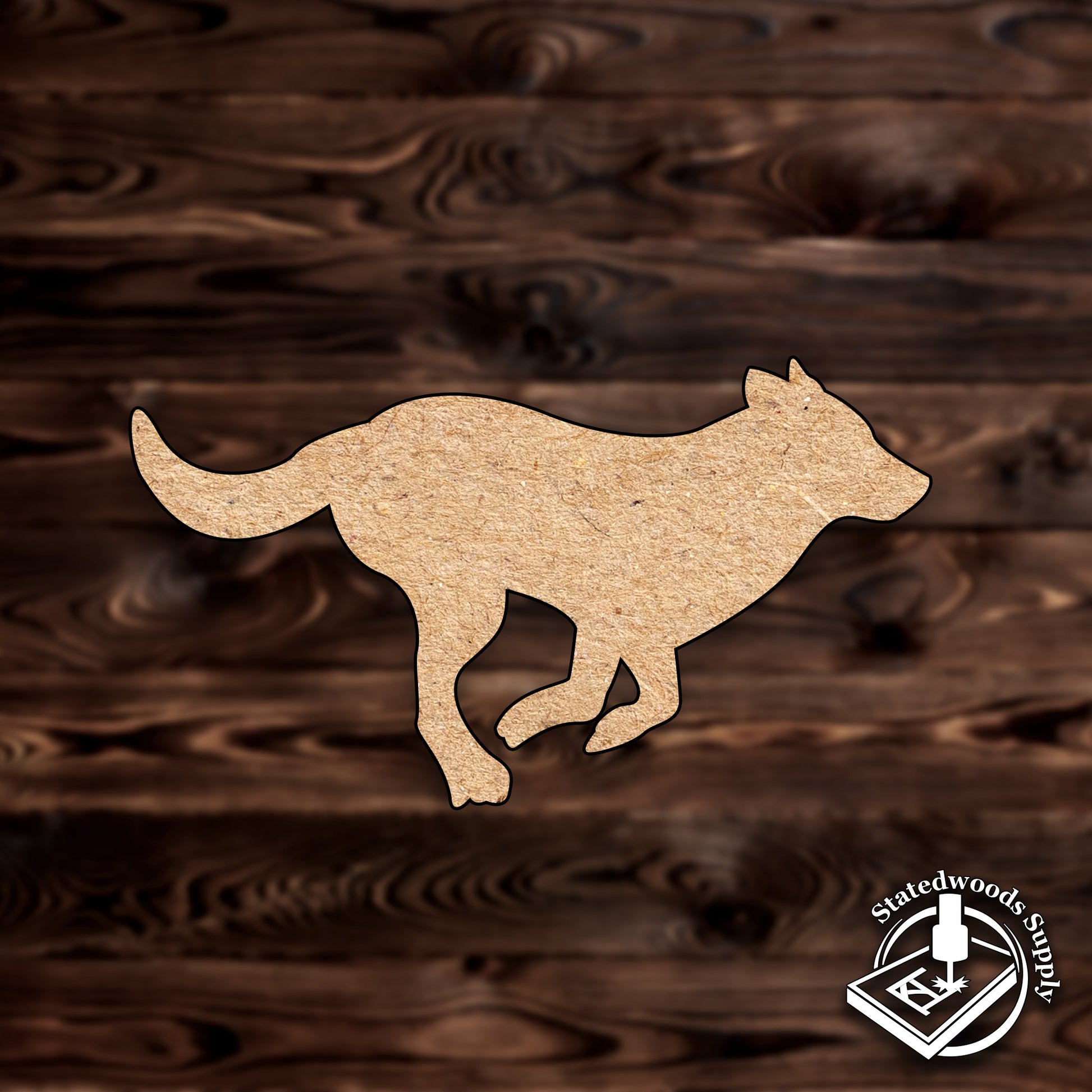 german shepard running dog animal wood mdf cutout craft