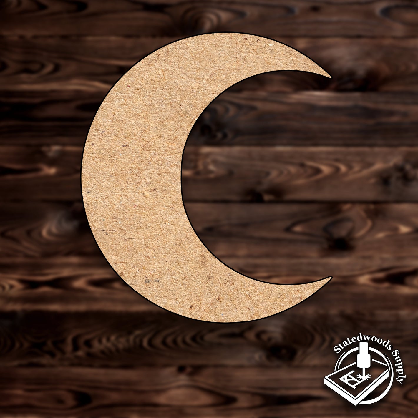 Crescent moon shape MDF wood craft cutout