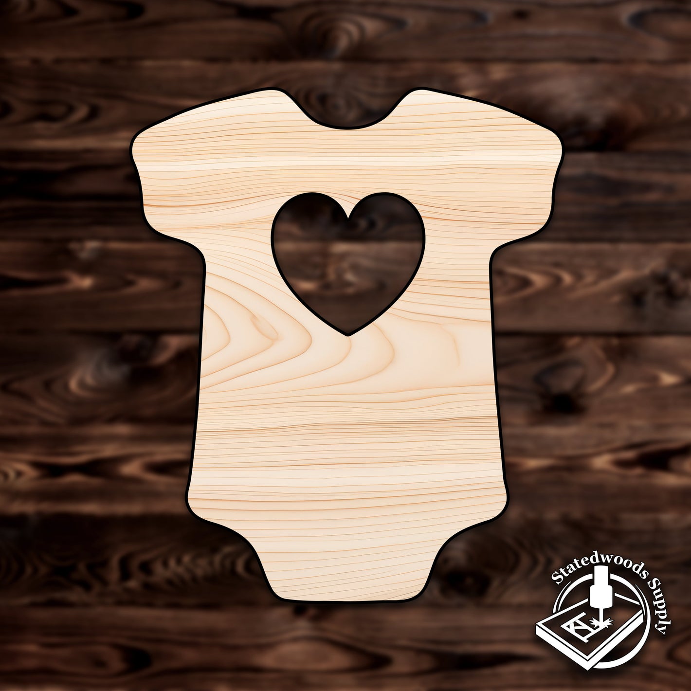 baby onesie heart cutout special occasion baby shower event plywood craft cutout