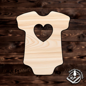 baby onesie heart cutout special occasion baby shower event plywood craft cutout