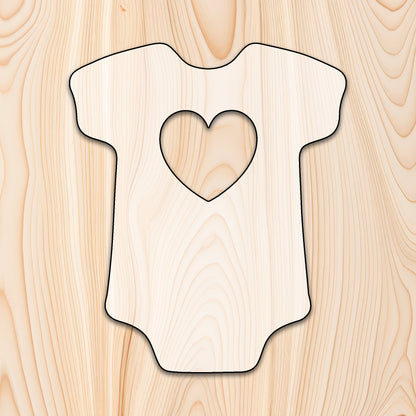 Baby Onesie with Heart Acrylic Craft Cutout