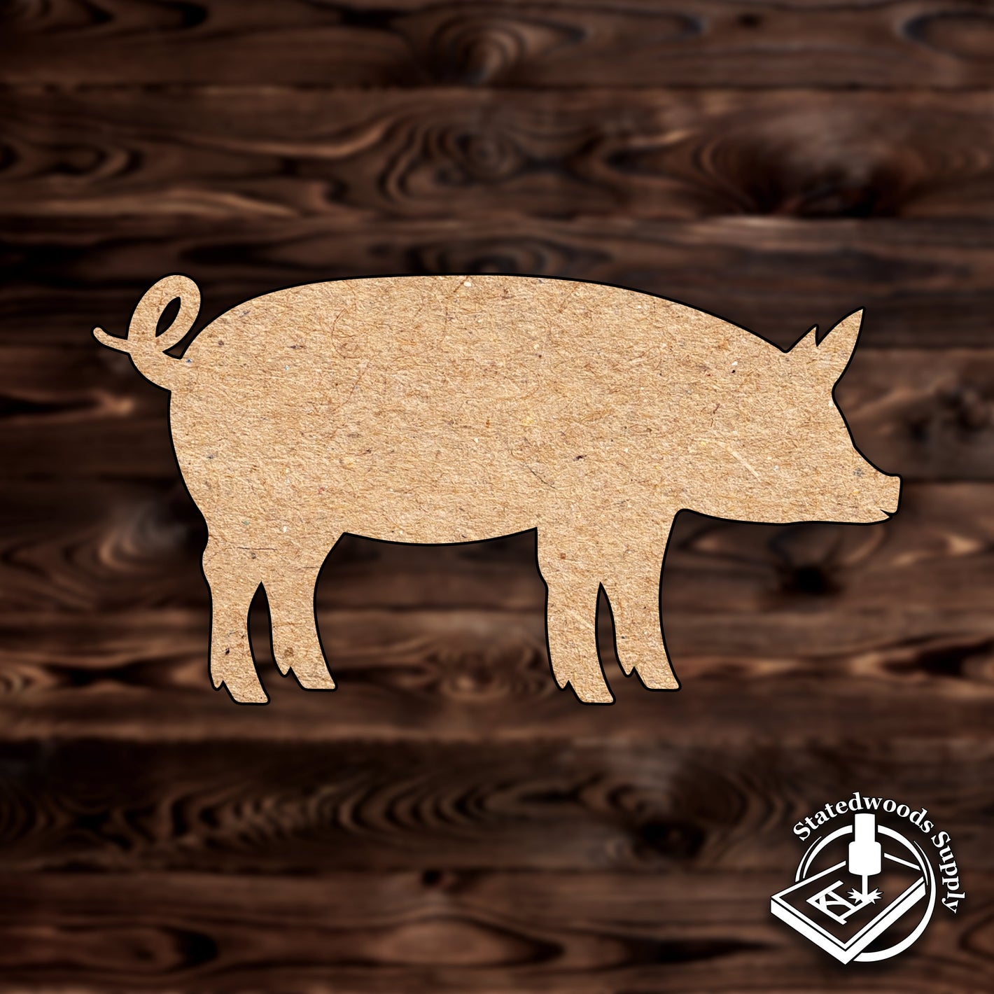 pig animal mdf craft cutout