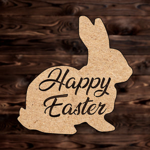 "Happy Easter" Rabbit MDF Craft Cutout