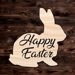 "Happy Easter" Rabbit Plywood Craft Shape