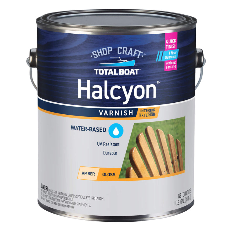 Halcyon Water-Based Marine Varnish Clear Amber Gloss Gallon