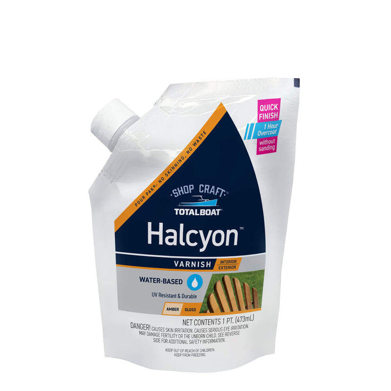 Halcyon Water-Based Marine Varnish Clear Amber Gloss Pint