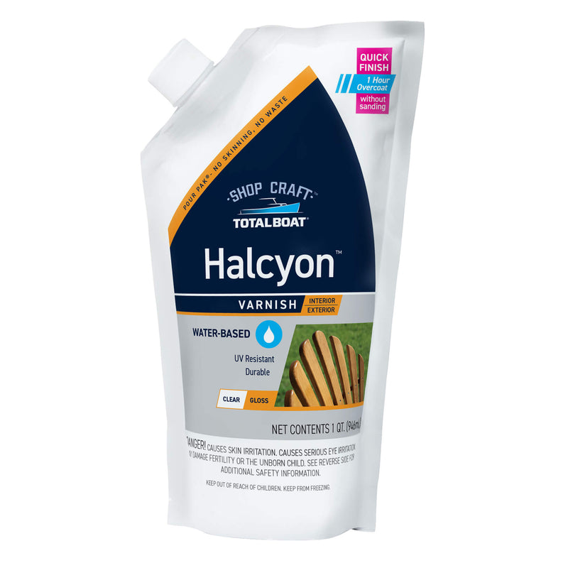 Halcyon Water-Based Marine Varnish Clear Gloss Quart