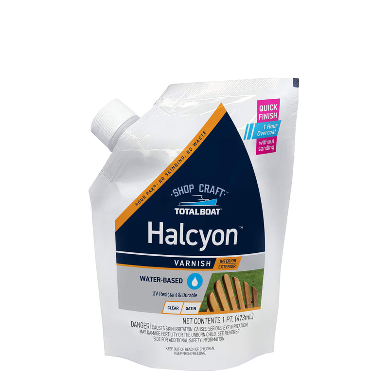 Halcyon Water-Based Marine Varnish Clear Satin Pint