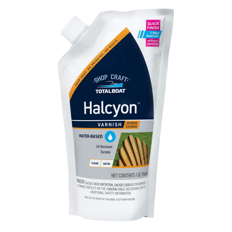 Halcyon Water-Based Marine Varnish Clear Satin Quart