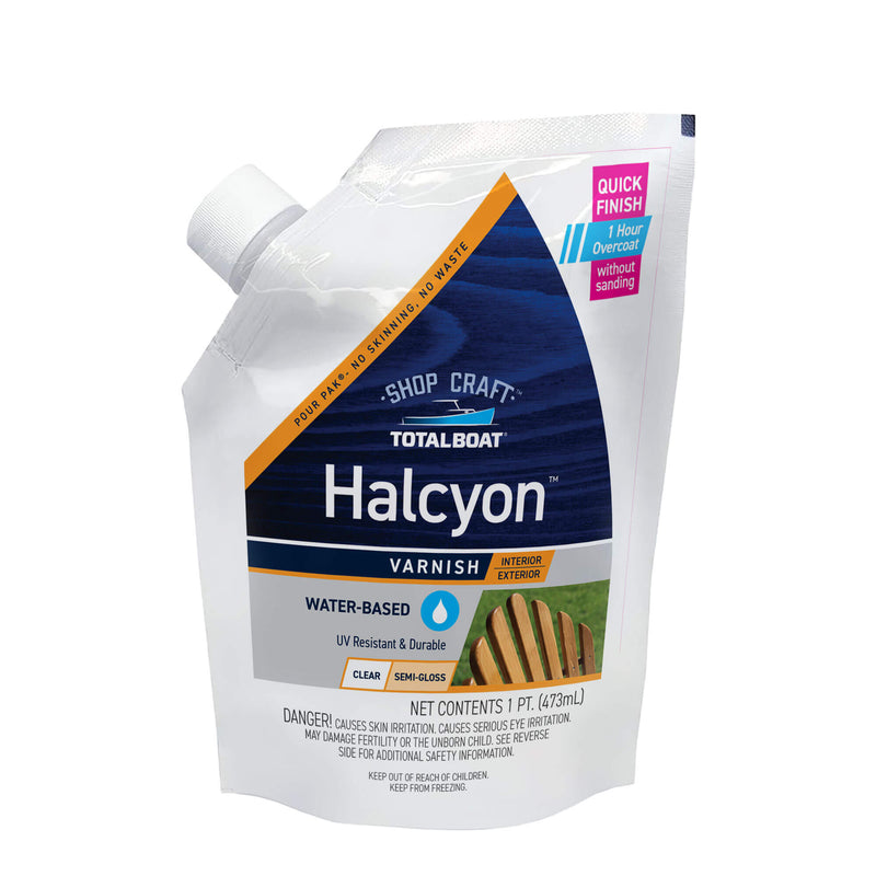 Halcyon Water-Based Marine Varnish Clear Semi Gloss Pint