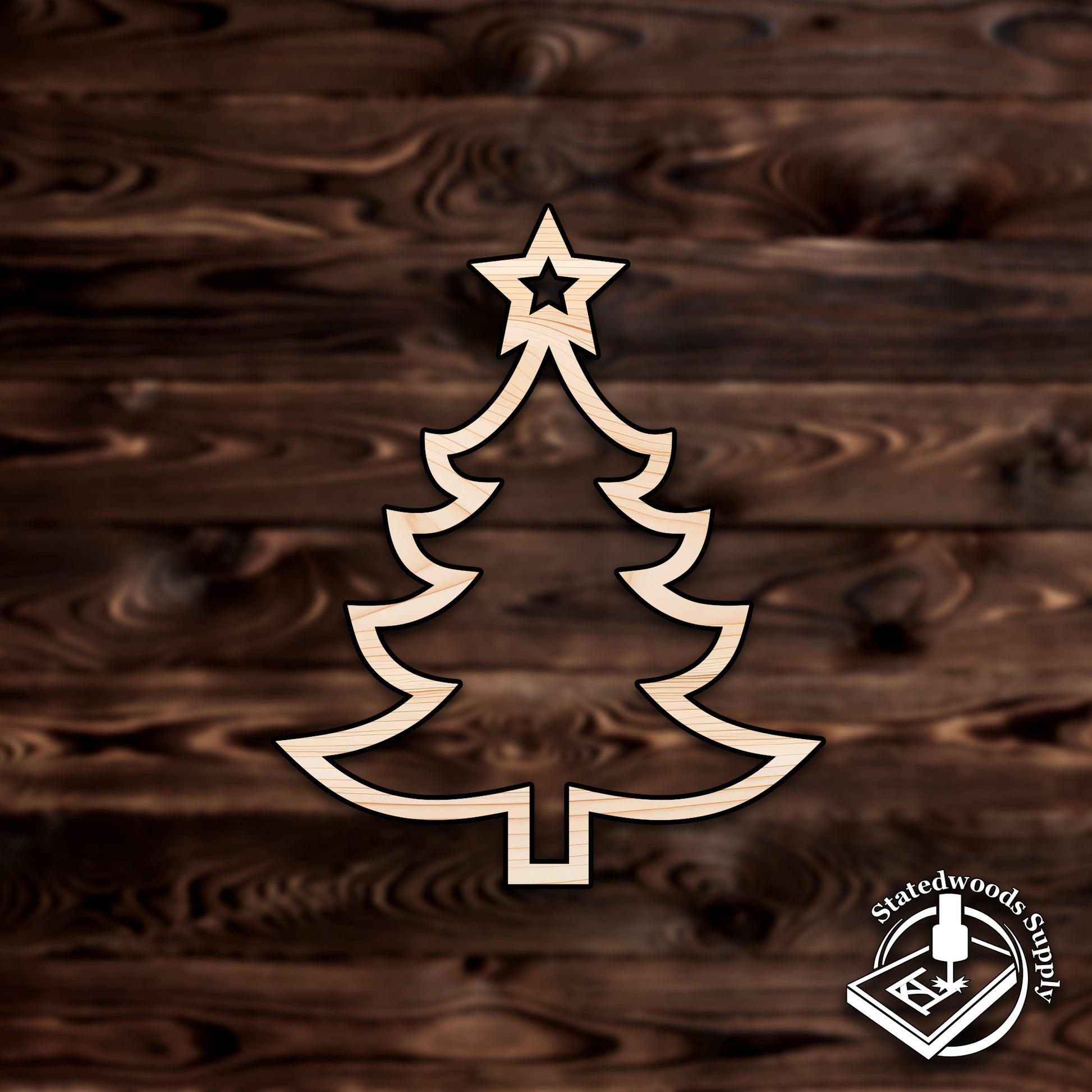 christmas tree outline star winter  plywood craft cutout