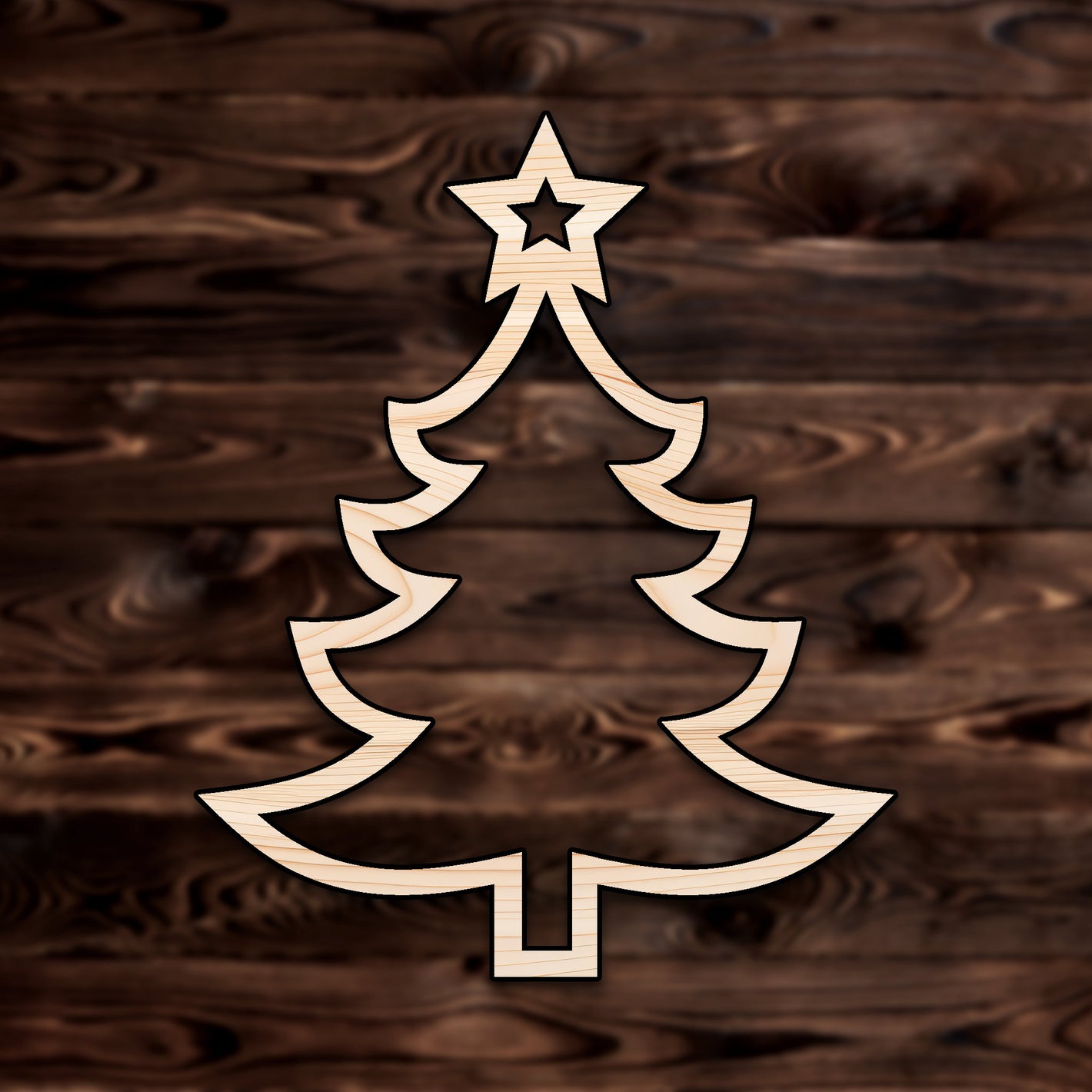 Christmas Tree Outline Plywood Craft Shape