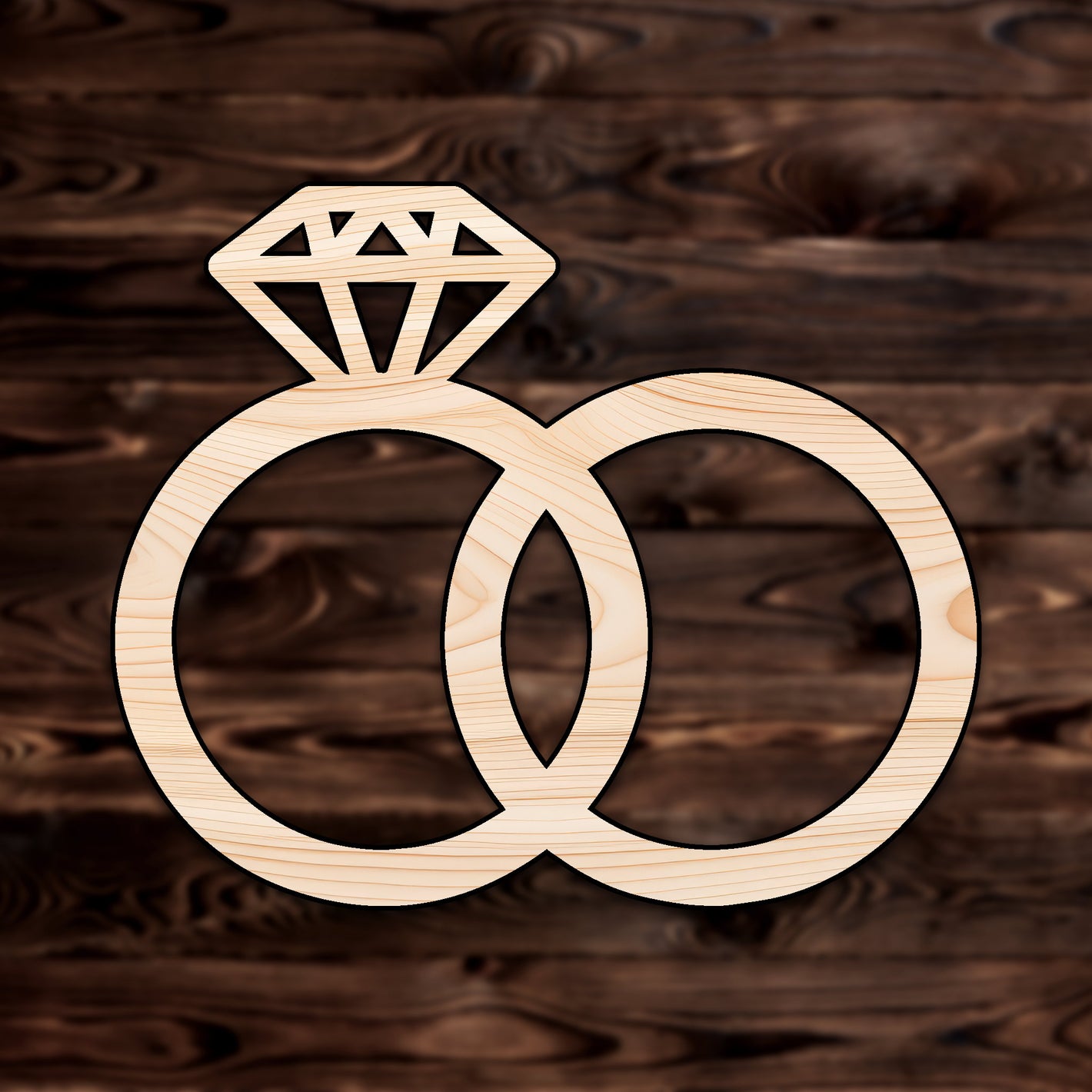 Wedding Rings Plywood Craft Shape